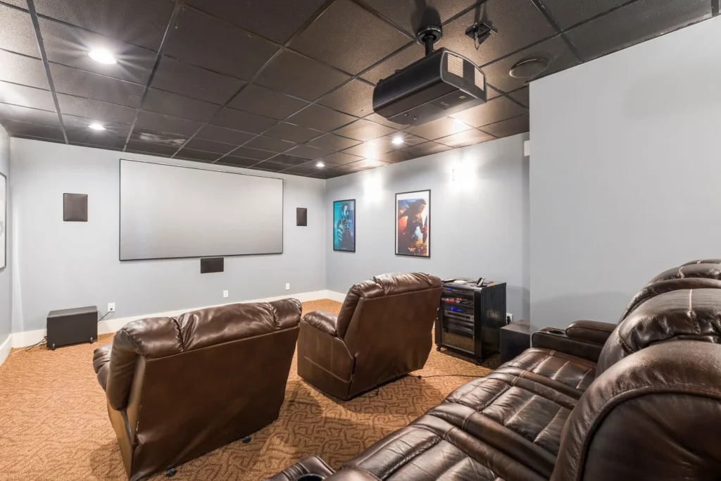 Home theater design concept for a vacation property