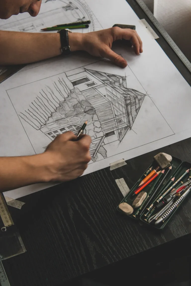 Designer sketching an initial concept for a property
